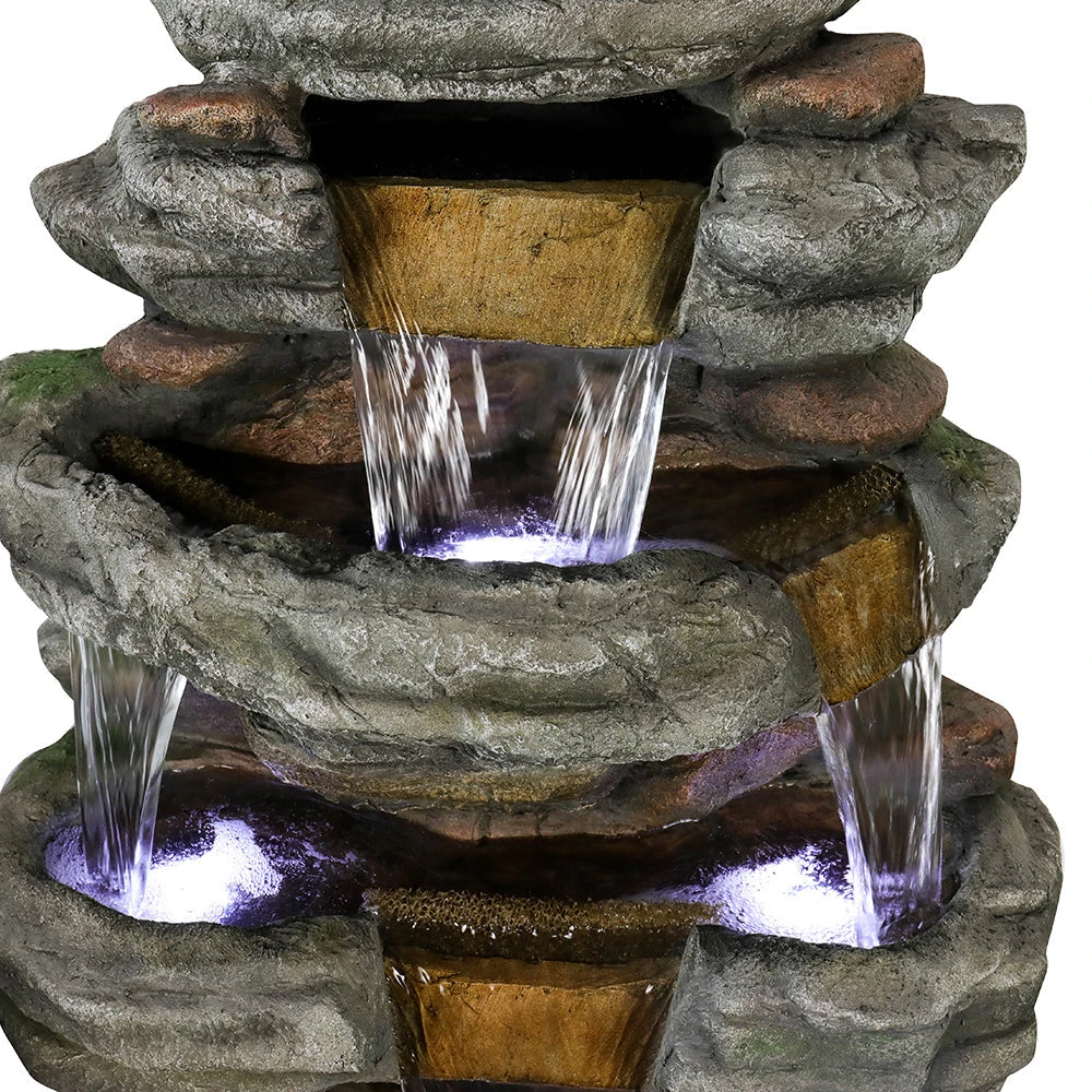 large garden water fountain - 48 inch 7 tiered stacked shale fountain LED