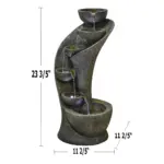 Outdoor 6-Tiered Bowl Fountain with LED Lights - Rustic Design for Garden, Patio, and Yard/23.6” H