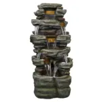 47.2"H Stacked Shale Garden Outdoor Fountain with LED Light