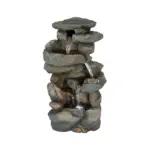 Resin Stacked Rock Indoor Tabletop Fountain with LED Lights-16"H