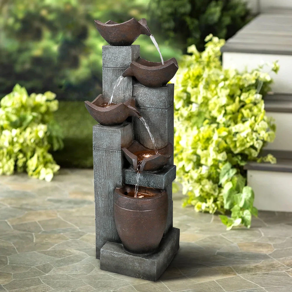 product_image_1765392381 39.7”H 5-Tiered Garden Outdoor Fountain with Warm LED Lights