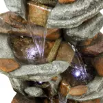29.9"H-Tiered Rock Garden Outdoor Fountain with LED Lights