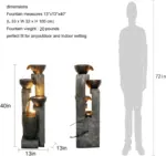 40''H 4-Tier Pots Garden Outdoor Fountain with Warm LED lights