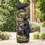 39.3"H-Two Bears Playing Garden Outdoor Fountain with LED Lights