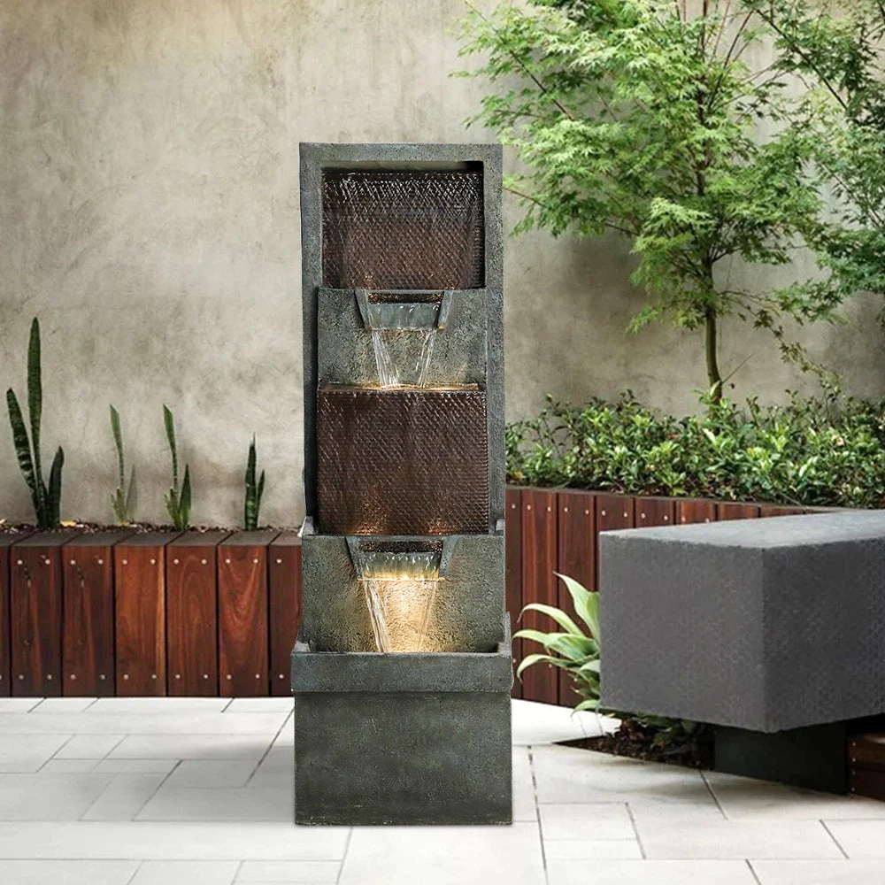 product_image_1765393591 39.3"H-Modern Garden Outdoor Fountains with LED Lights