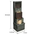 39.3"H-Modern Garden Outdoor Fountains with LED Lights