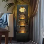39.3"H-4-tier Designed Outdoor Fountain with LED Lights