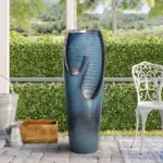 38.7”H Outdoor/Indoor Water Jar Fountain Tall Floor with LED Lights