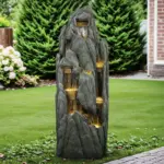 Outdoor Rockery Water Fountain with LED Lights