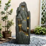 Outdoor Rockery Water Fountain with LED Lights