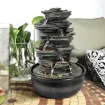 6-Tiered Resin Stacked Rock Indoor Tabletop Fountain-15.7"H
