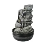 Resin Stacked Rock Tabletop Indoor Fountain with LED Lights- 15.7" H