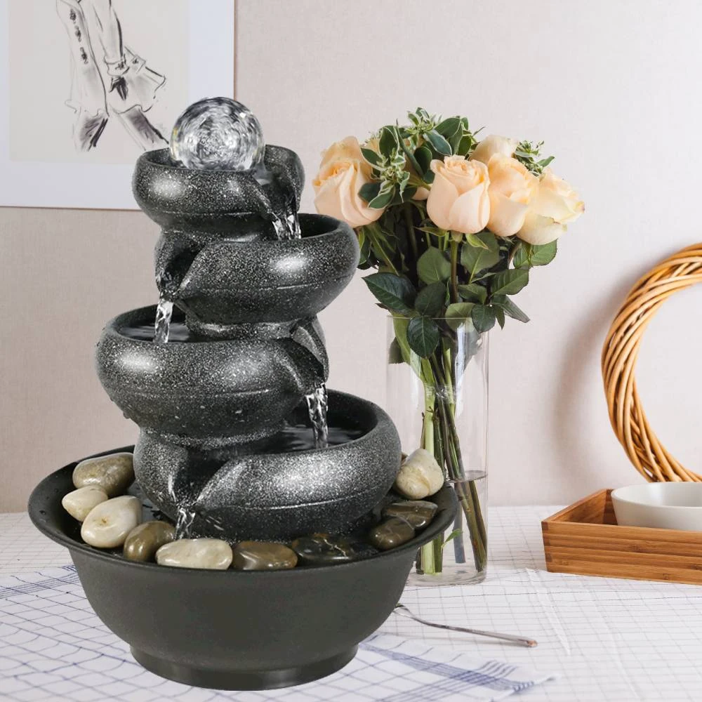 product_image_1765564630 5-Tiered Zen Tabletop Indoor Fountain with Galss Ball
