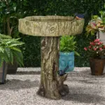 Outdoor Simulated Dendritic Birdbath for Garden, Yard, and Bird Play - Lifelike Tree Trunk Design