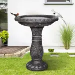 24.4"H-Fibre Reinforced Concrete Garden Birdbaths with Pedestal