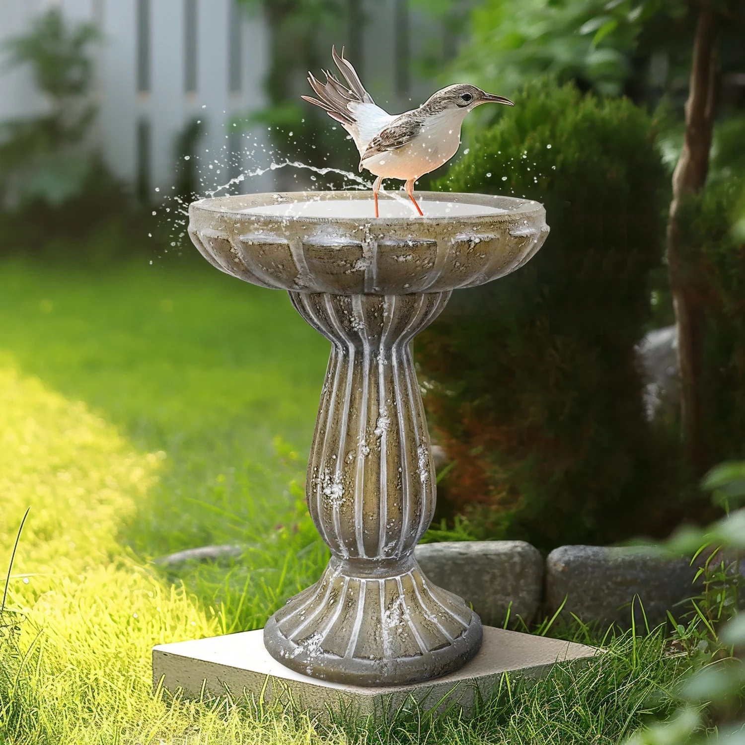 product_image_1765565455 18.1" H Antique-Style Birdbath for Freestanding Distressed for Patio, Yard, and Outdoor Decor