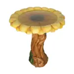 24.4"H Concrete Outdoor Bird Bath with Sunflower Bowl and Woodtone Pedestal - Garden Decor