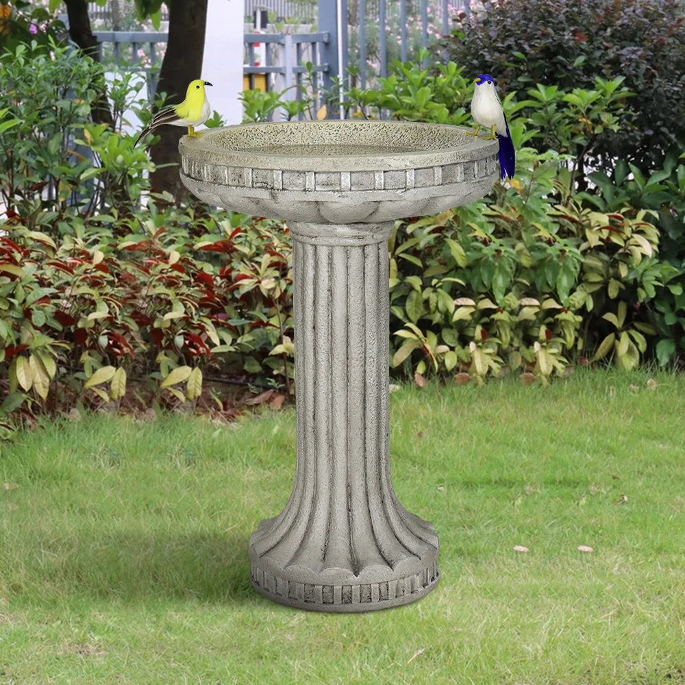 product_image_1765566051 Outdoor Birdbath with Base - Round Garden Bird Pond for Playful Birds and Vibrant Atmosphere