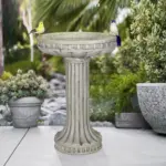 Outdoor Birdbath with Base - Round Garden Bird Pond for Playful Birds and Vibrant Atmosphere