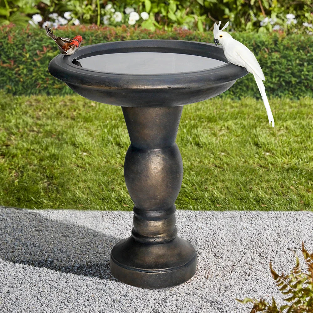 product_image_1765566353 22" Fiber Concrete Antique Pedestal Birdbath | Outdoor Faux Stone